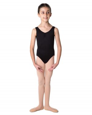 girls black sleeveless leotard