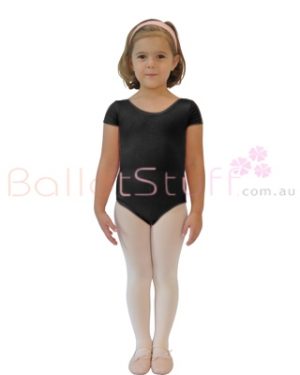 CLEARANCE Short Sleeve Dance Leotard - Child 4-5 Black-0