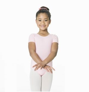 girls short sleeve ballet pink leotard