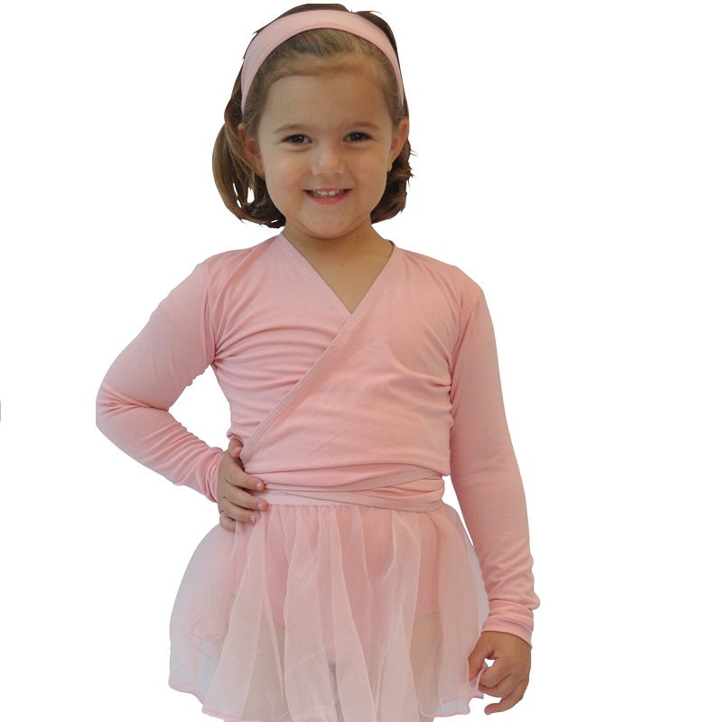 Crossover pink square girls ballet crossover cardigan