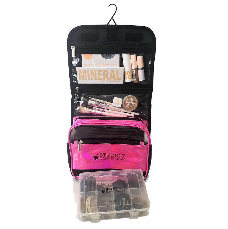 Holographic makeup bag pink open square