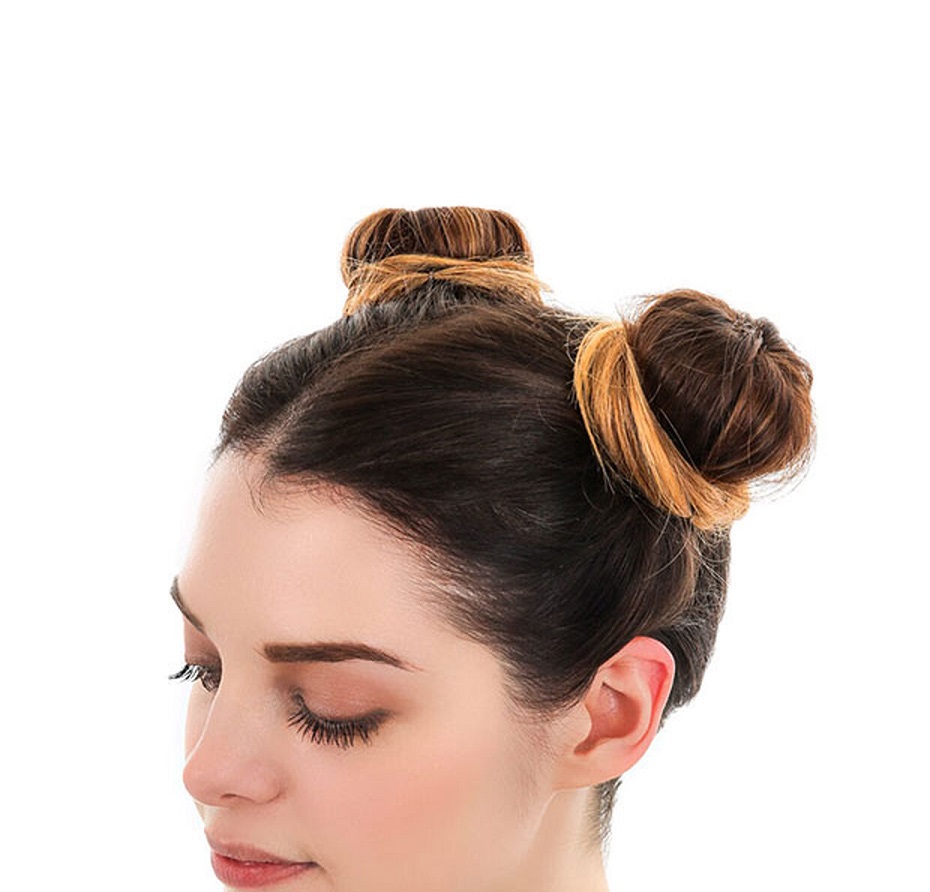 Two brown donuts mini in hair square