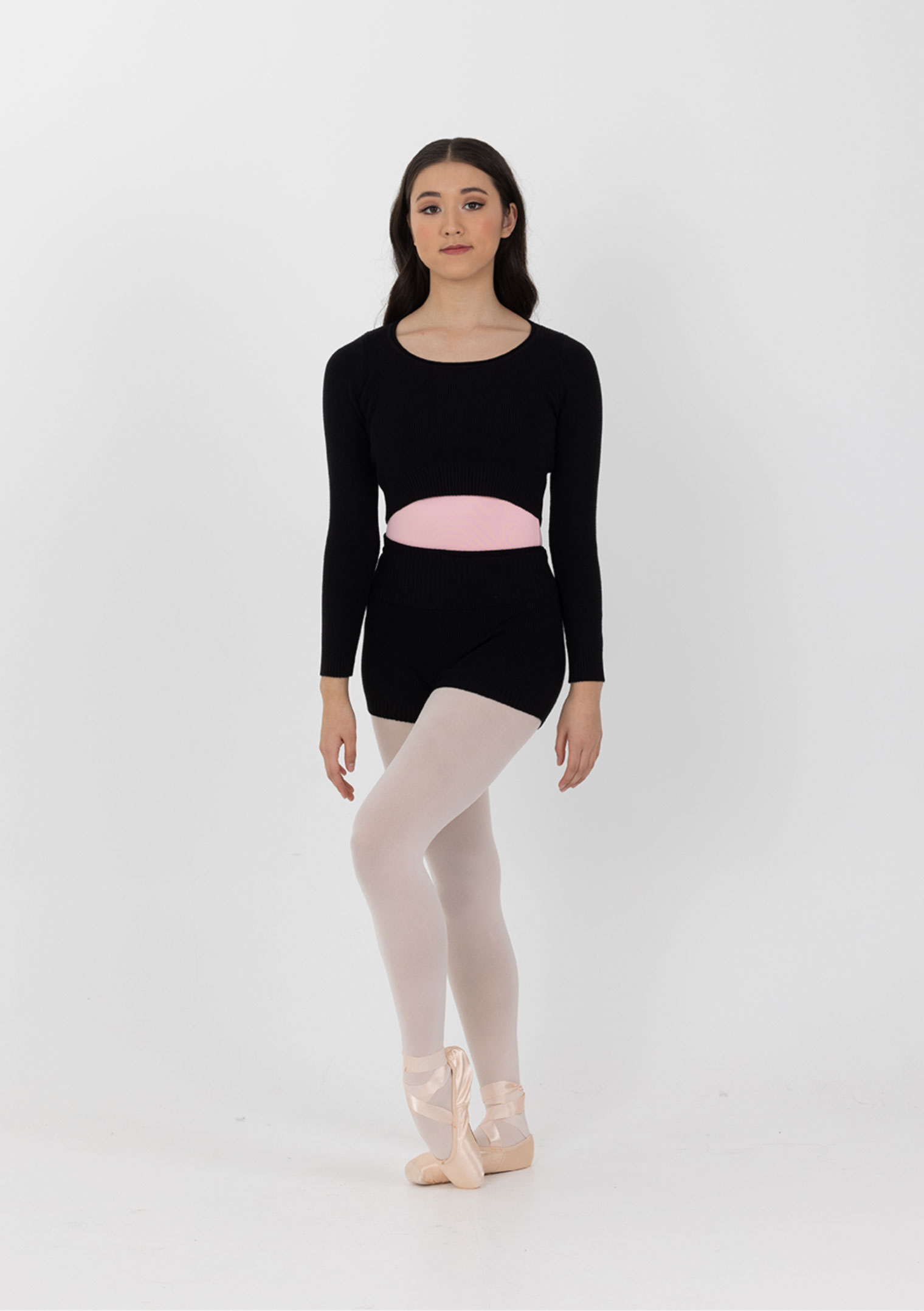 Ribbed-Warm-Up-Shorts-AWS02-CWS02-Black-fr ribbed warm up dance shorts